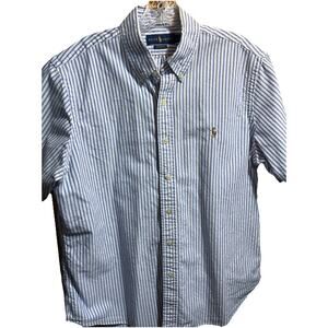 Ralph Lauren Blake Men’s L Blue Striped Short Sleeve Button Down Cotton Shirt